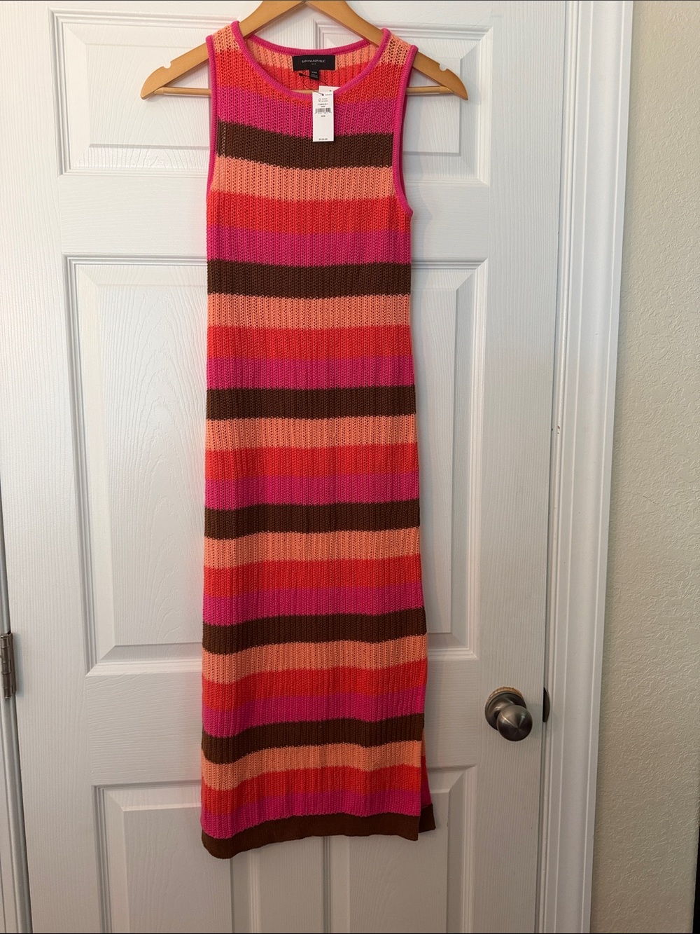 Banana Republic Pink and Orange Open-Knit Sweater Top